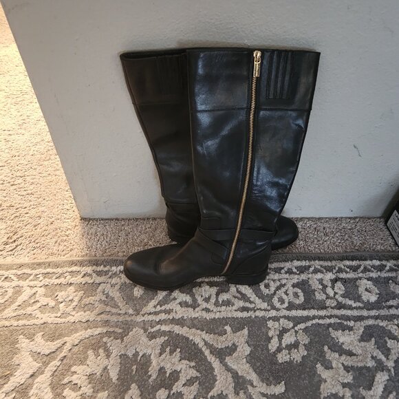 Michael Kors Black Ankle Boots with Gold Logo - Picture 2 of 2